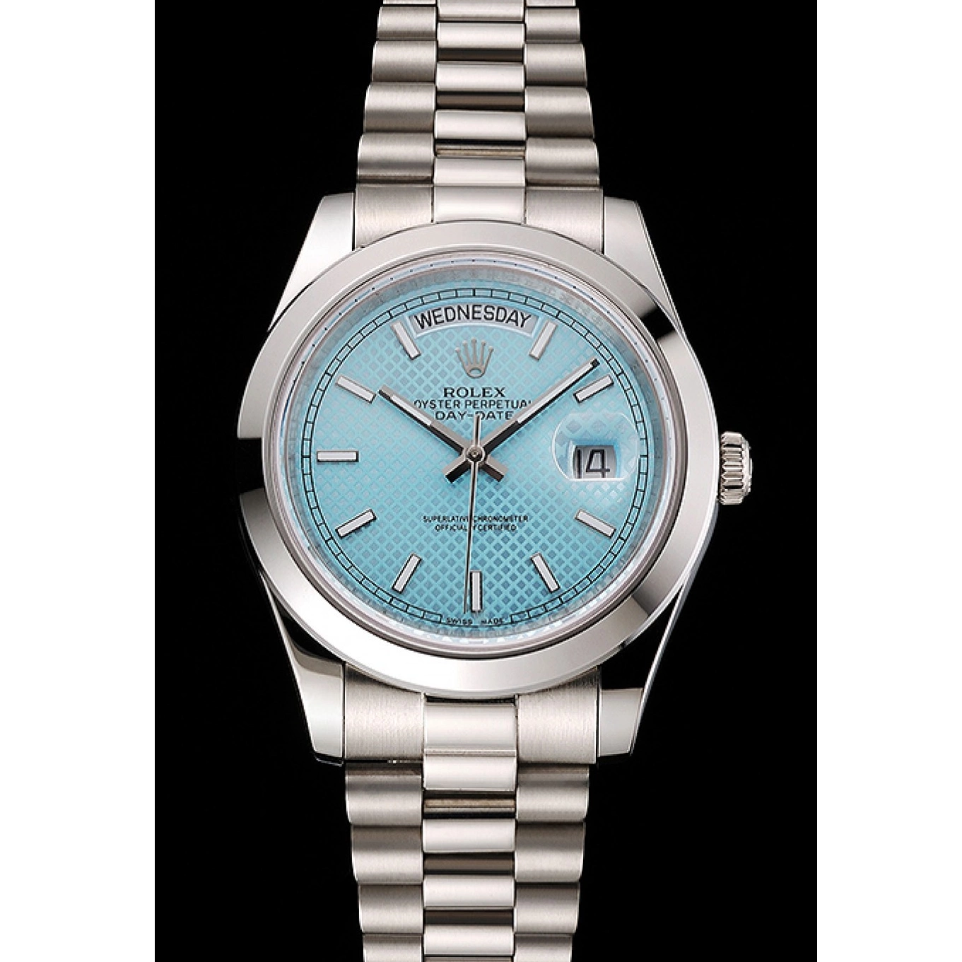 Aaa fake watches Rolex Platinum 40 Ice Case Steel Date Bracelet Dial Stainless Day Blue And Swiss 0616